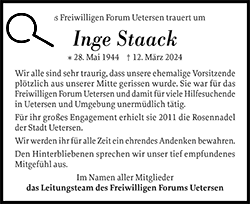 Traueranzeige Inge Staack 220x180